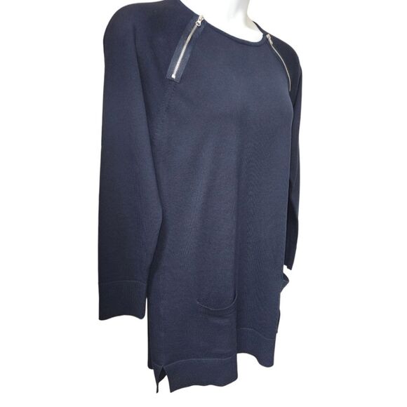 JEANNE PIERRE Women's Dark Blue Super Soft Cotton Mini Sweater Dress SIZE XL - Picture 3 of 14
